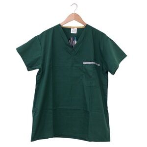 MedThreads Forest Green Short Sleeve Medical Scrubs V Neck Top Shirt M NWT